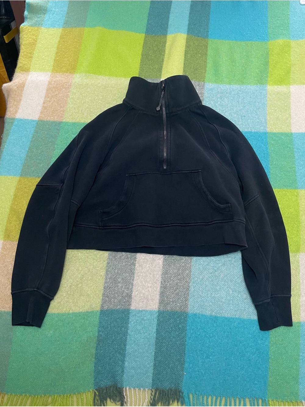 Lululemon scuba quarter zip black cropped sweatshirt